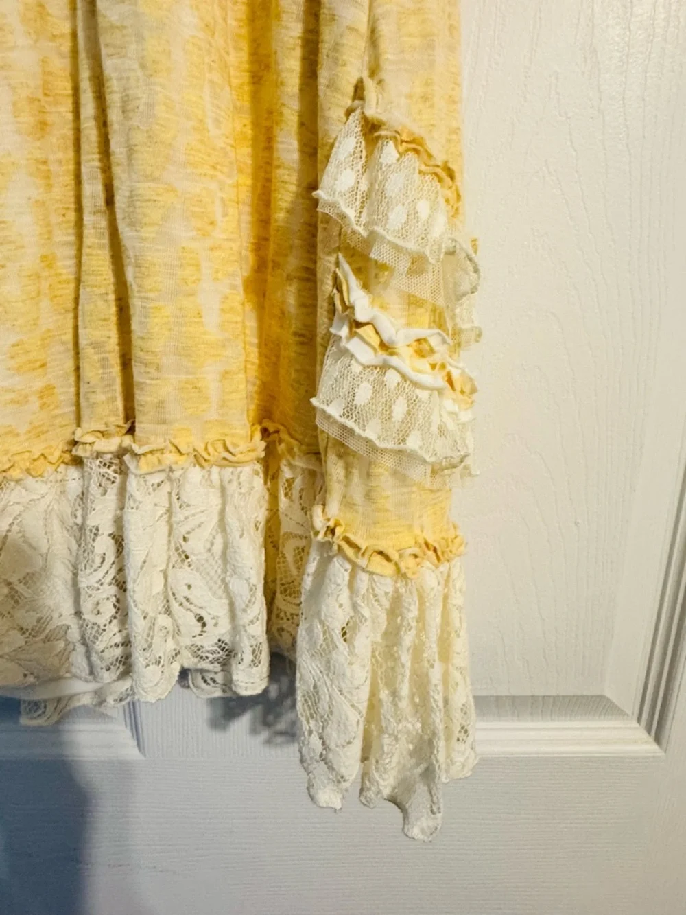 Isobella & Chloe Cream and Yellow Lace Ruffle Sundress